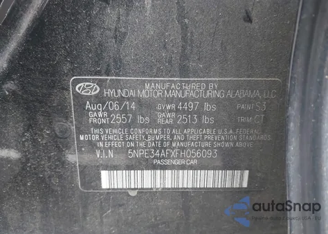 2015 Hyundai Sonata Sport из США, поврежденный, VIN 5NPE34AFXFH056093